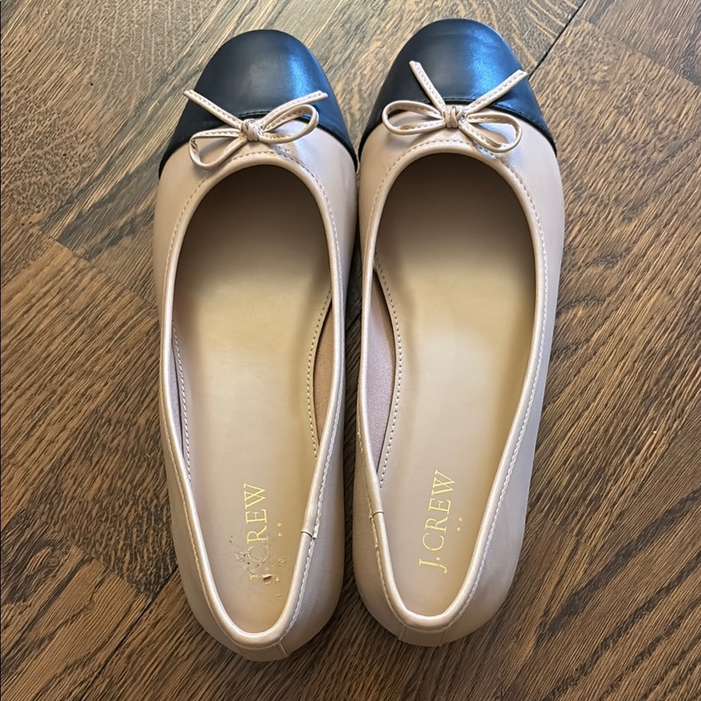 J. Crew Cream and Black Minimalist Flats